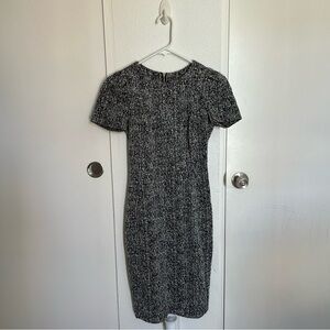 Calvin Klein Black and White Textured Midi Dress
